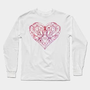 Elegant Original Hand Painted Heart Motif Long Sleeve T-Shirt